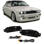 Indicatori din sticlă clară cu lumină de parcare neagră, potriviți pentru BMW Seria 3 E30 87-93 Performance AutoTuning