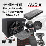 Pachet audio auto 5 canale MX EVO cu amplificator, subwoofer și cablaje plug&play
