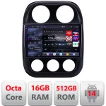 Navigatie Android Jeep Compass 2010-2016 Edotec QLED 2K 16GB+512GB 360