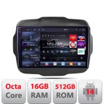 Navigatie Jeep Renegade 2015-2020 Edotec Kit-500 8 core QLED 2K 16+512GB 360 Android Waze USB Navigatie Internet Youtube Radio