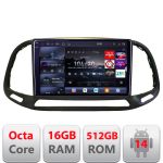 Navigatie Fiat Doblo 2015-2018 Edotec Kit-DOBLO15 8 core QLED 2K 16+512GB 360 Android Waze USB Navigatie Internet Youtube Radio