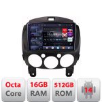 Navigatie Mazda 2 2007-2013 Android radio gps internet 8 core QLED 2K 16+512GB 360 Edotec