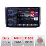 Navigație Android Peugeot 208/2008 2012-2018 QLED 2K 16GB+512GB 360
