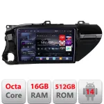 Navigație Toyota Hilux 2016+ Edotec QLED 2K, 16GB RAM, 512GB, Android