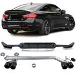 Difuzor spate lucios + țeavă de eșapament aspect sport potrivit pentru BMW F32 F33 F36 425 428 430 Performance AutoTuning