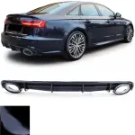 Difuzor sport spate lucios negru cu tevi de eșapament cromate, potrivit pentru Audi A6 C7 4G 14-18 Performance AutoTuning