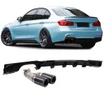 Difuzor spate lucios + țeavă dublă de evacuare neagră, potrivit pentru BMW F30 F31 316i 318i 320i Performance AutoTuning