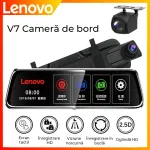 Oglindă auto DVR Lenovo V7 cu camere față-spate Full HD, WiFi și ADAS