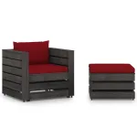 Set mobilier de grădină cu perne, 2 piese, gri, lemn tratat GartenMobel Dekor