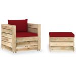 Set mobilier de grădină cu perne, 2 piese, lemn verde tratat GartenMobel Dekor