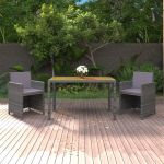 Set mobilier de grădină cu perne, 3 piese, gri, poliratan GartenMobel Dekor