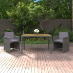 Set mobilier de grădină cu perne, 3 piese, gri, poliratan GartenMobel Dekor