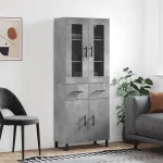 Dulap înalt, gri beton, 69,5x34x180, lemn compozit GartenMobel Dekor