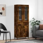 Dulap înalt, stejar fumuriu, 69,5x34x180, lemn compozit GartenMobel Dekor