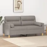 Canapea cu 2 locuri cu pernuțe, gri taupe, 140 cm, textil GartenMobel Dekor