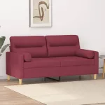 Canapea cu 2 locuri cu pernuțe, roșu vin, 140 cm, textil GartenMobel Dekor