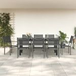 Set mobilier de grădină, 9 piese, negru, oțel și textilenă GartenMobel Dekor