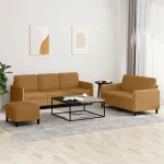 Set de canapele, 3 piese, maro, catifea GartenMobel Dekor