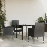 Set mobilier de grădină, 5 piese, negru, poliratan și oțel GartenMobel Dekor