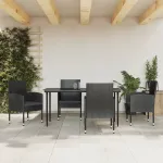 Set mobilier de grădină, 5 piese, negru, poliratan și oțel GartenMobel Dekor