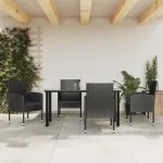 Set mobilier de grădină, 5 piese, negru, poliratan și oțel GartenMobel Dekor