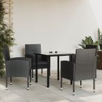 Set mobilier de grădină, 5 piese, negru, poliratan și oțel GartenMobel Dekor
