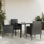 Set mobilier de grădină, 5 piese, negru, poliratan și oțel GartenMobel Dekor