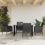 Set mobilier de grădină, 5 piese, negru, poliratan și oțel GartenMobel Dekor
