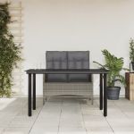 Set mobilier de grădină cu perne, 2 piese, gri, poliratan GartenMobel Dekor