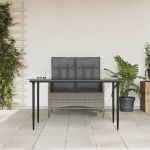 Set mobilier de grădină cu perne, 2 piese, gri, poliratan GartenMobel Dekor