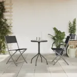 Set mobilier de grădină, 3 piese, negru, oțel GartenMobel Dekor