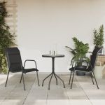 Set mobilier de grădină, 3 piese, negru, oțel GartenMobel Dekor