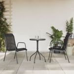 Set mobilier de grădină, 3 piese, negru, oțel GartenMobel Dekor
