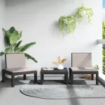 Set mobilier de grădină cu perne, 3 piese, antracit, PP GartenMobel Dekor