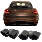 Tăvițe de evacuare duale negre potrivite pentru Porsche Panamera 970.2 228kW Performance AutoTuning