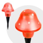 Lampa Solara LED tip Ciuperca pentru Gradina, Diametru 11cm, Culoare Rosu