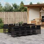 Set mobilier de exterior cu perne, 11 piese, negru, poliratan GartenMobel Dekor