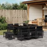 Set mobilier de exterior cu perne, 11 piese, negru, poliratan GartenMobel Dekor