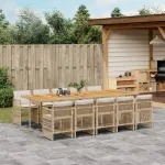 Set mobilier de grădină cu perne, 11 piese, bej, poliratan GartenMobel Dekor