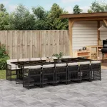 Set mobilier de grădină cu perne, 13 piese, negru, poliratan GartenMobel Dekor