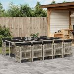 Set mobilier de grădină cu perne 11 piese gri deschis poliratan GartenMobel Dekor