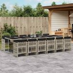 Set mobilier de grădină cu perne 13 piese gri deschis poliratan GartenMobel Dekor