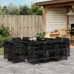 Set mobilier de exterior cu perne, 11 piese, negru, poliratan GartenMobel Dekor