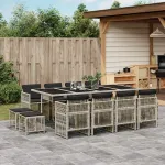 Set mobilier de grădină cu perne 13 piese gri deschis poliratan GartenMobel Dekor