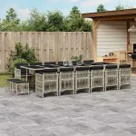 Set mobilier de grădină cu perne 17 piese gri deschis poliratan GartenMobel Dekor