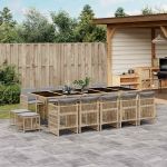 Set mobilier grădină cu perne, 15 piese, bej combinat poliratan GartenMobel Dekor