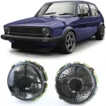 Faruri Fumuriu Negru cu Mira potrivite pentru VW Golf 1 + Cabrio 74-83 Performance AutoTuning