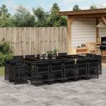 Set mobilier de grădină cu perne, 15 piese, negru, poliratan GartenMobel Dekor
