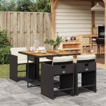 Set mobilier de grădină cu perne, 5 piese, negru, poliratan GartenMobel Dekor