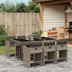 Set mobilier de grădină cu perne, 7 piese, gri, poliratan GartenMobel Dekor